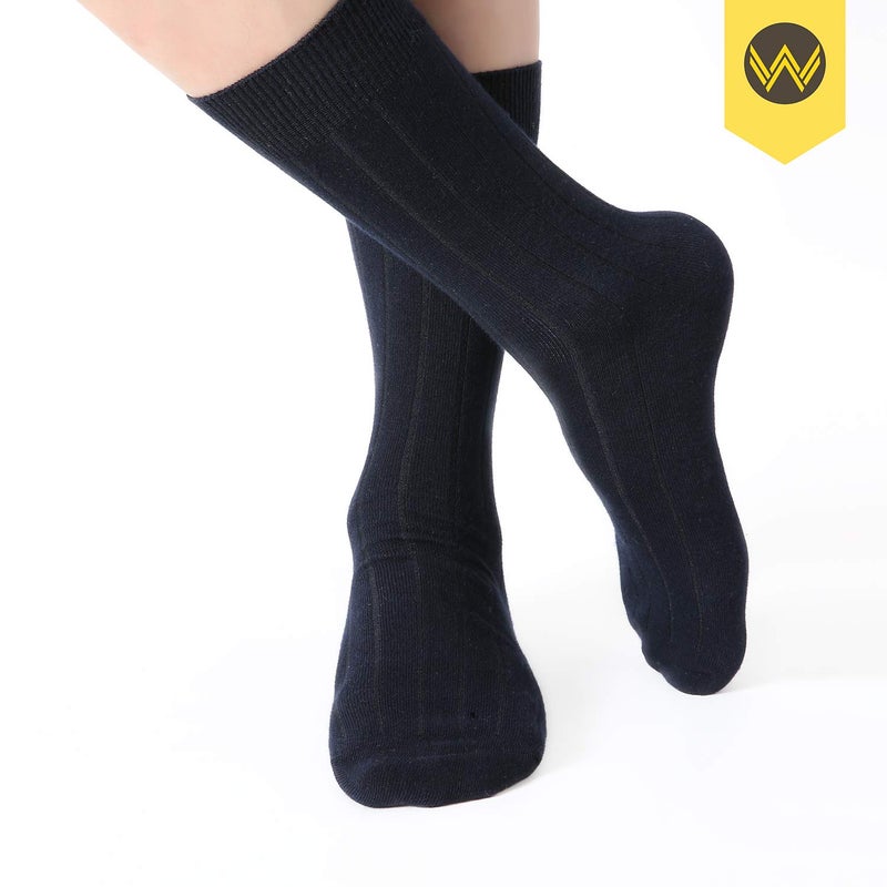 WANDER Dress Socks Men's Classic Cotton Solid Premium Ribbed Socks Seamless Soft for Office Business Men 8 Pairs (8navy) - Image 3